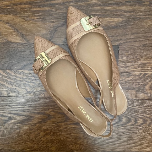 NEW Nine West Nude Tan Flat Slingback Mule size 5.5